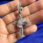 Moissanite Cross Prayer Hands Iced Pendant + Steel Rope Chain