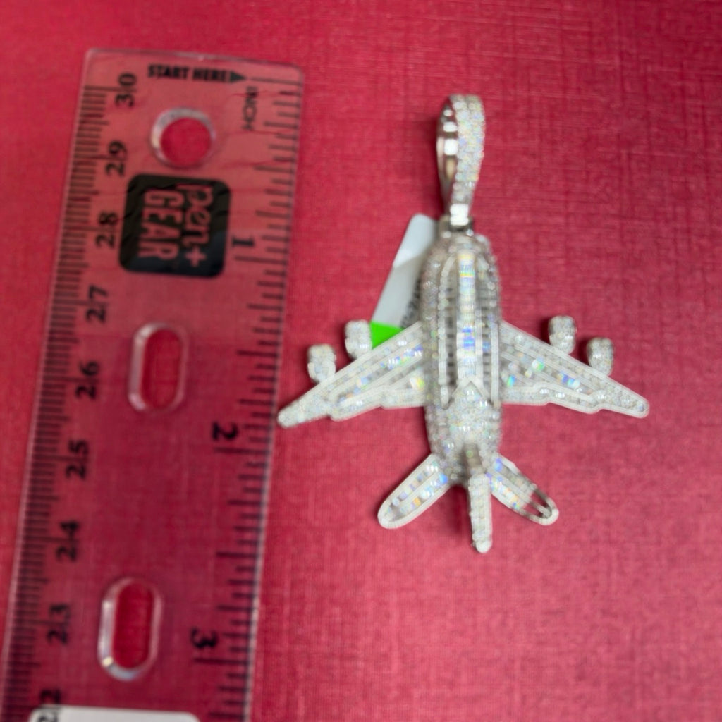 Moissanite Airplane Pendant