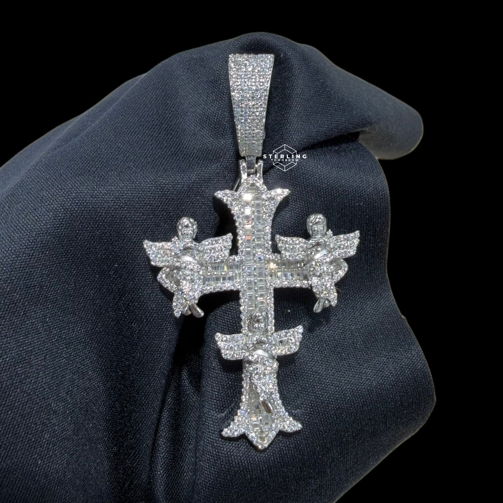 Moissanite Angel Cross Pendant