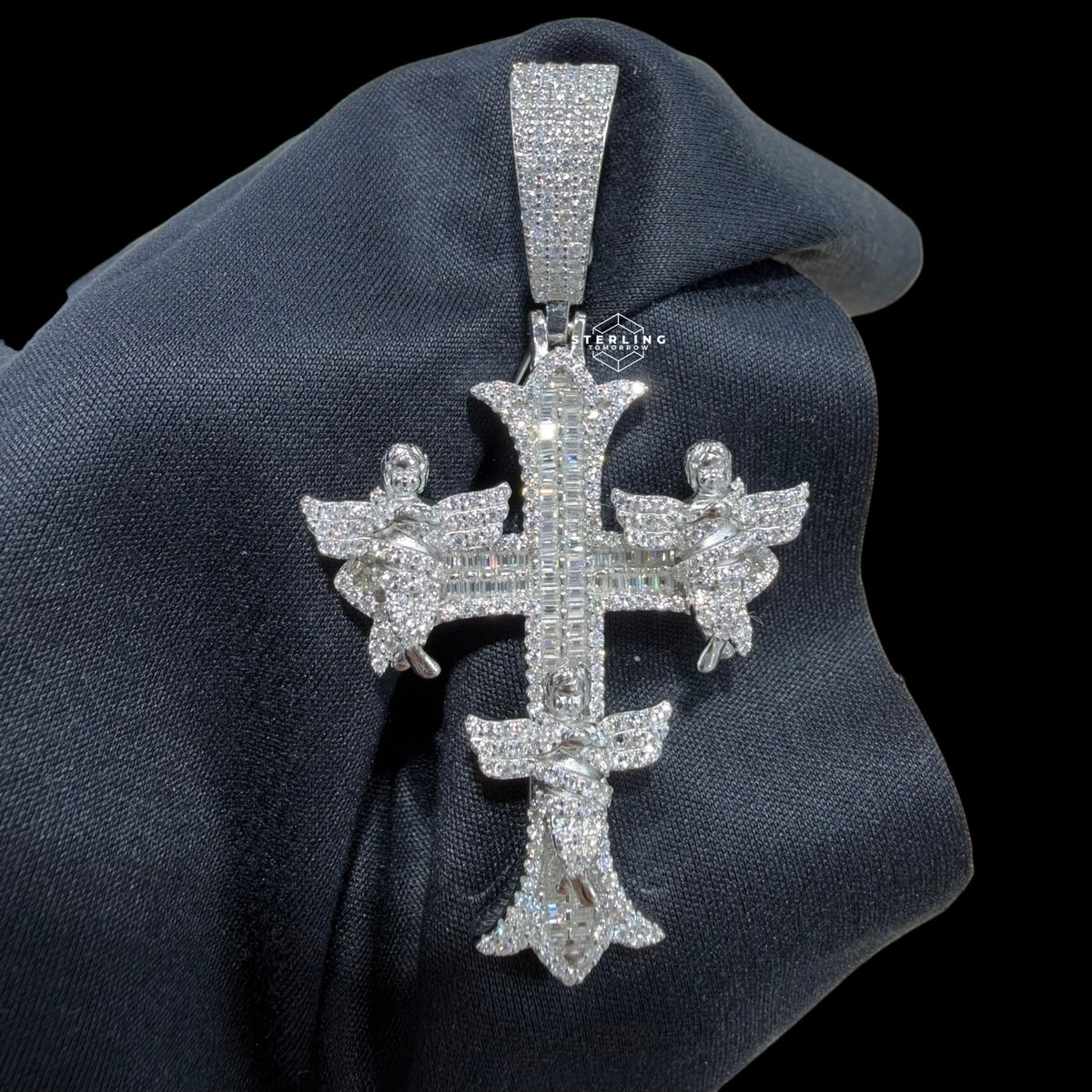 Moissanite Angel Cross Pendant