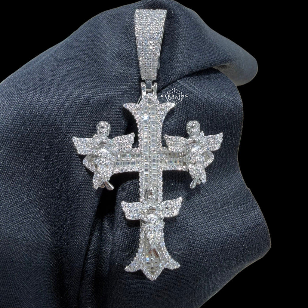 Moissanite Angel Cross Pendant