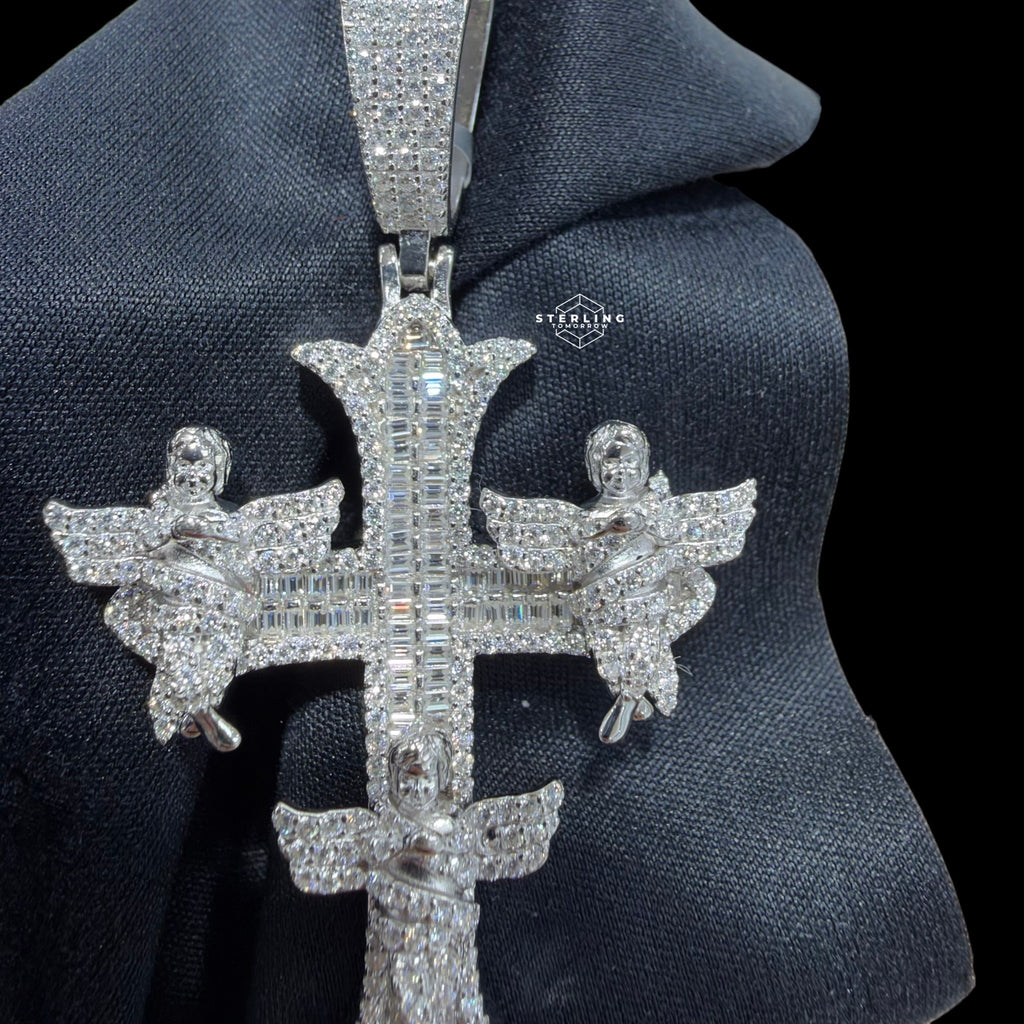 Moissanite Angel Cross Pendant