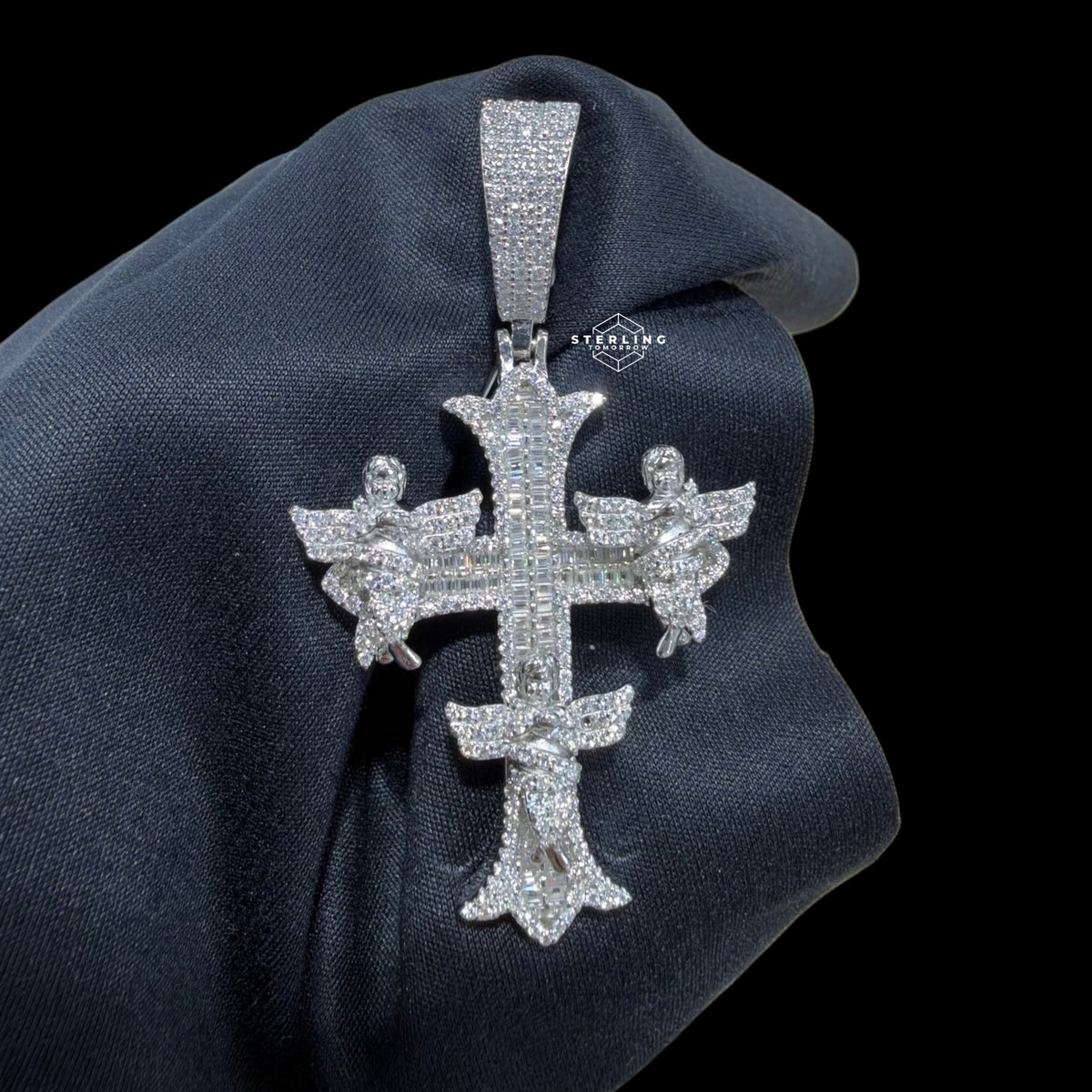 Moissanite Angel Cross Pendant
