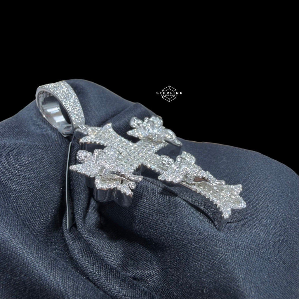 Moissanite Angel Cross Pendant