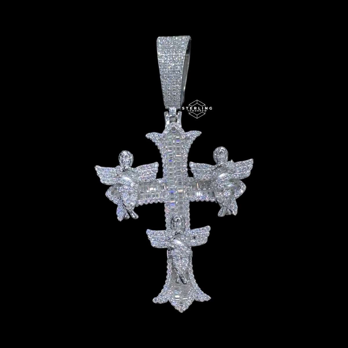 Moissanite Angel Cross Pendant