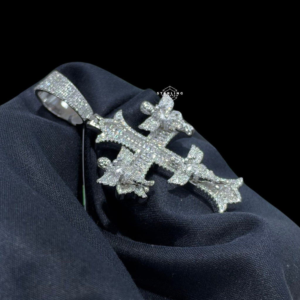 Moissanite Angel Cross Pendant