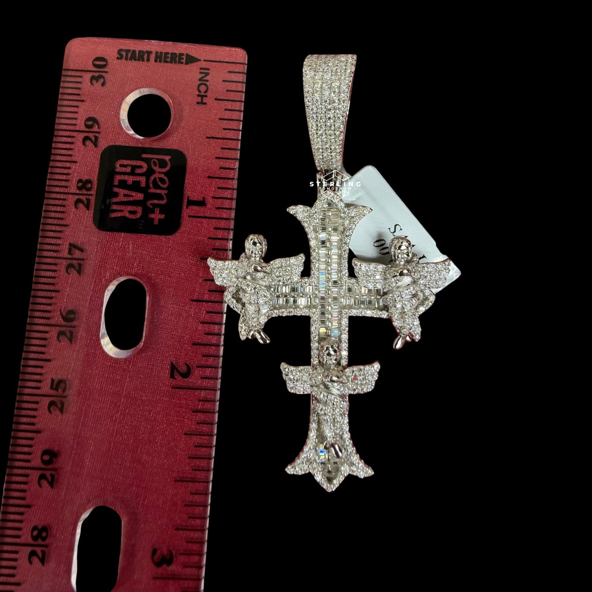 Moissanite Angel Cross Pendant