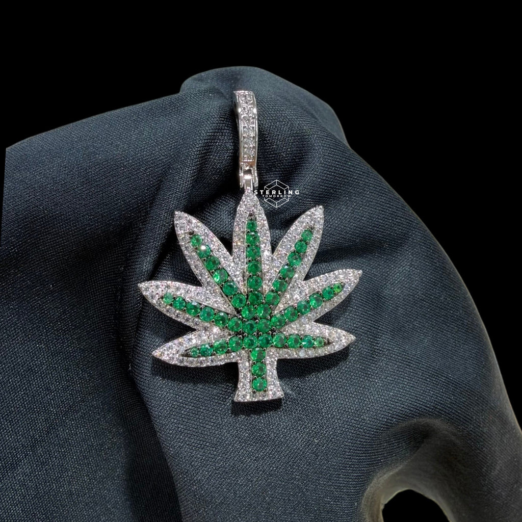 Iced Out Green Marijuana Pendant