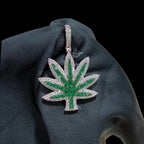 Iced Out Green Marijuana Pendant