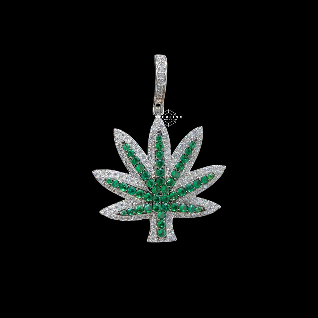 Iced Out Green Marijuana Pendant