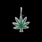 Iced Out Green Marijuana Pendant