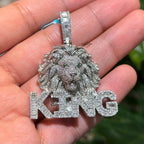 Moissanite King Lion Green Eyes Iced Pendant