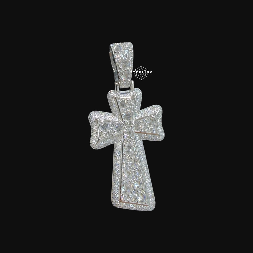 Moissanite Inverted Set Cross Pendant