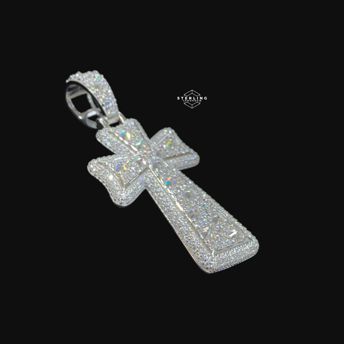 Moissanite Inverted Set Cross Pendant