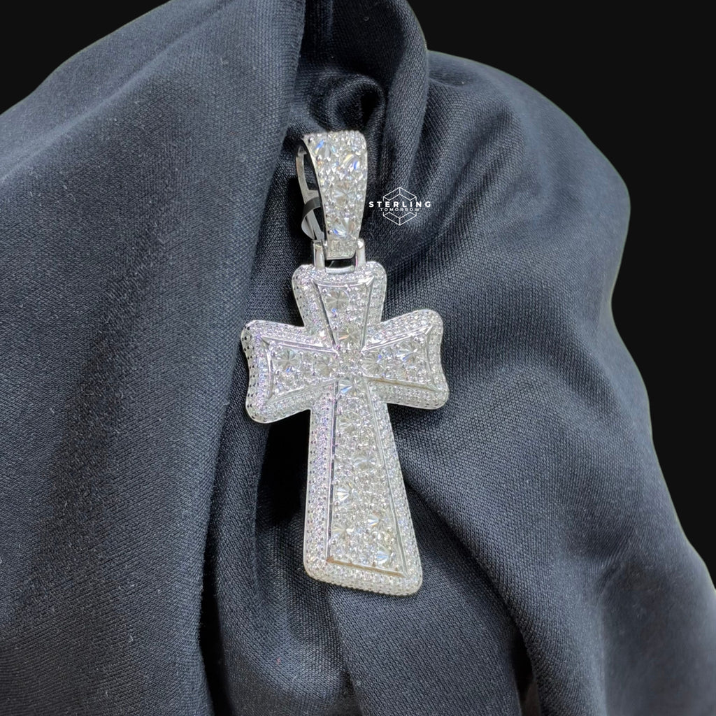 Moissanite Inverted Set Cross Pendant