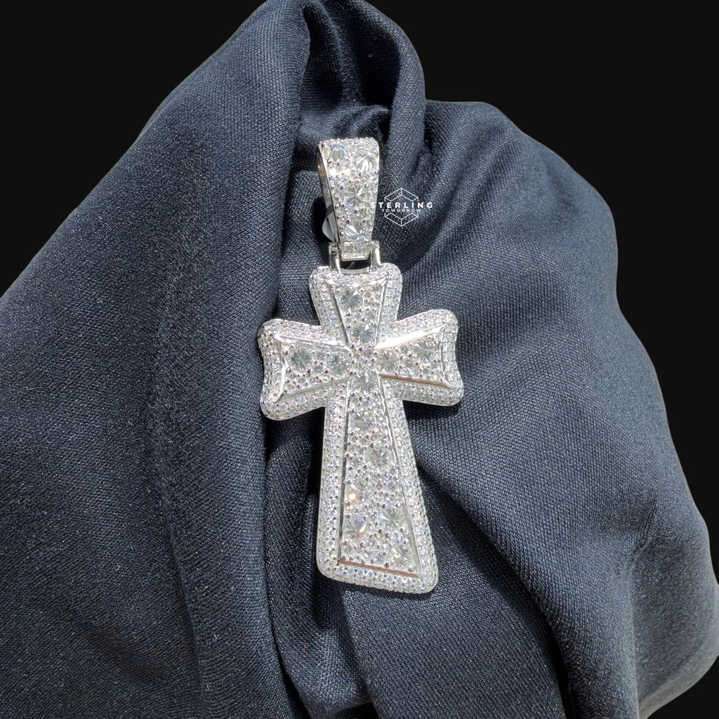 Moissanite Inverted Set Cross Pendant