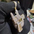 Iced Out Hand Gun Pendant Necklace, Finger Gun Charm, Gold CZ Statement Pendant, Hip Hop Jewelry