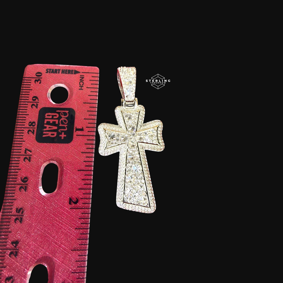 Moissanite Inverted Set Cross Pendant