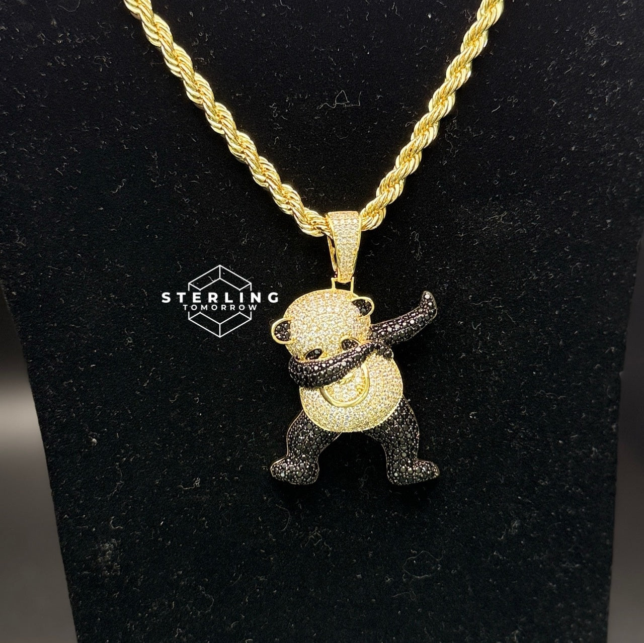 Dabbing Panda Iced Out Bling Hip Hop Pendant