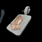 Moissanite Prayer Hands Pendant Rose Gold / 925