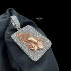 Moissanite Prayer Hands Pendant Rose Gold / 925