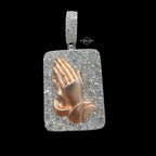 Moissanite Prayer Hands Pendant Rose Gold / 925