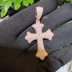 Moissanite Rose Mosaic Set Cross Pendant