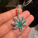 Iced Out Green Marijuana Pendant