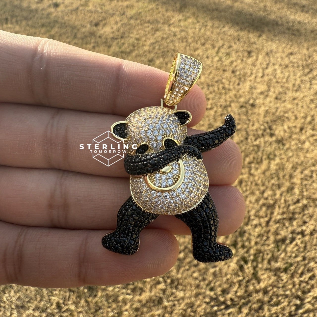 Dabbing Panda Iced Out Bling Hip Hop Pendant