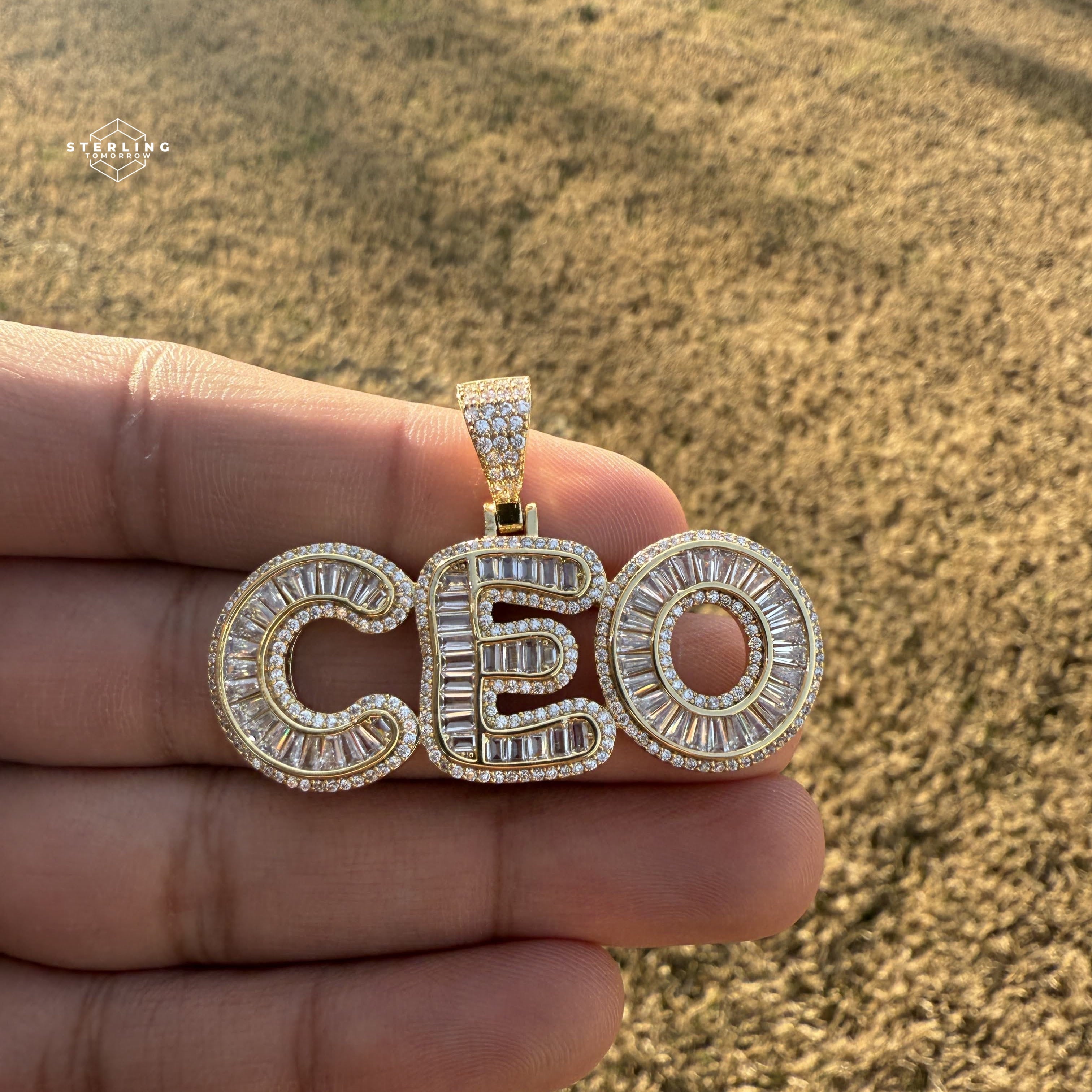 CEO Baguette Gold Tone Pendant