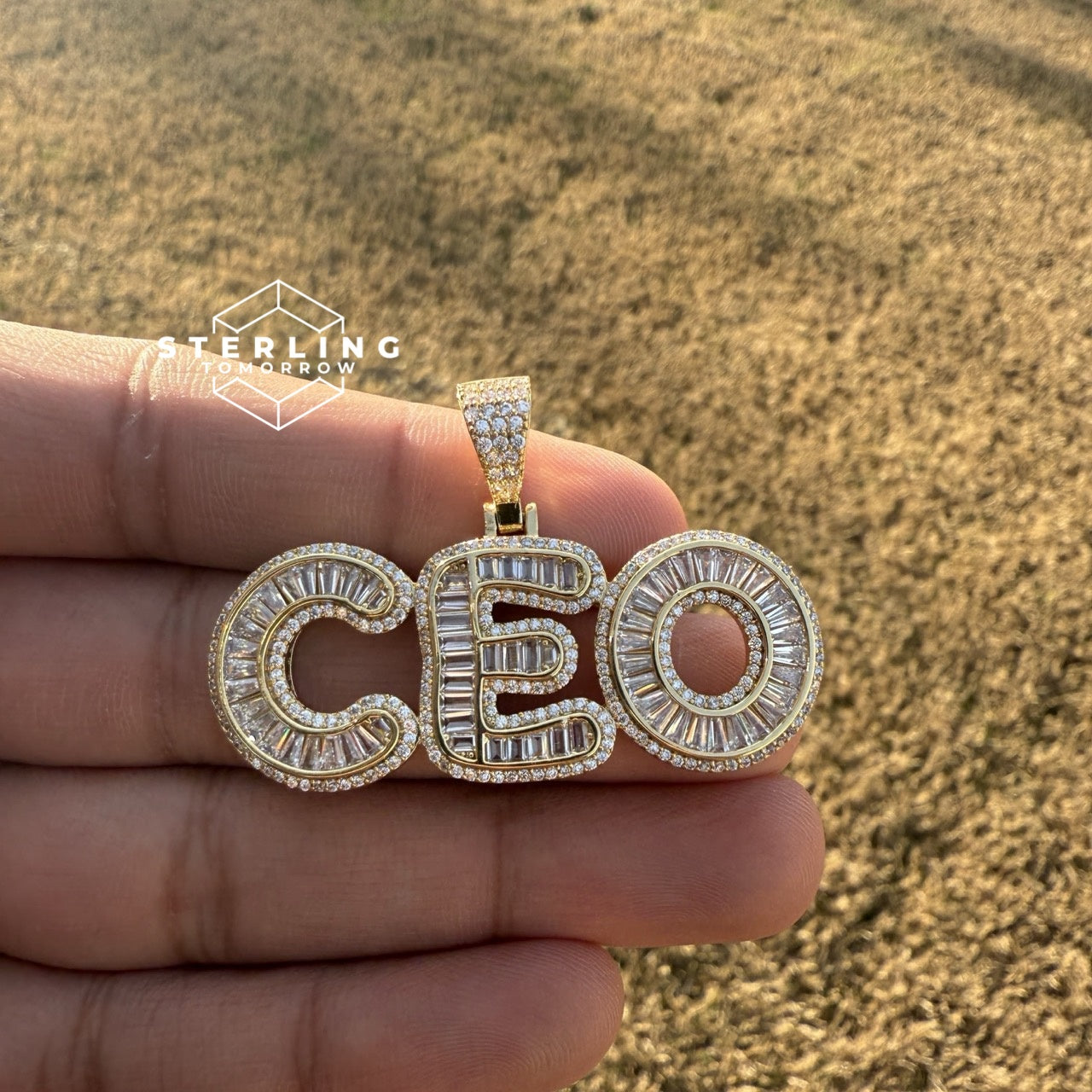 CEO Baguette Gold Tone Pendant