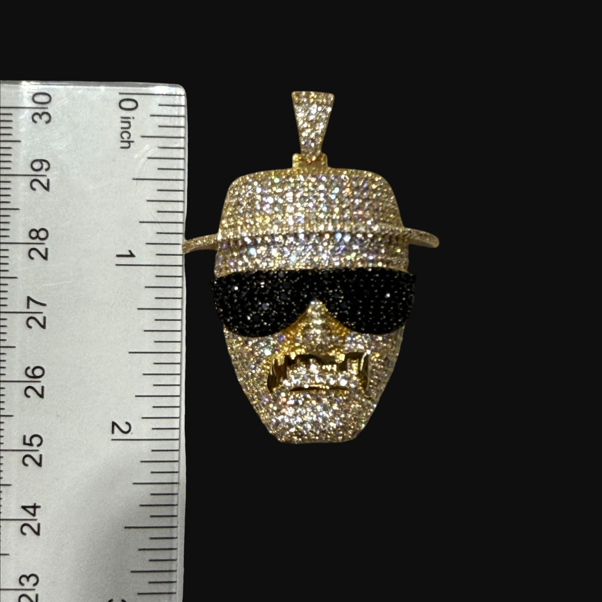 Iced Out Bearded Scientist Pendant | 14K Gold Plated CZ Hip Hop Character Necklace with Free Rope Chain