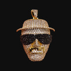 Iced Out Bearded Scientist Pendant | 14K Gold Plated CZ Hip Hop Character Necklace with Free Rope Chain