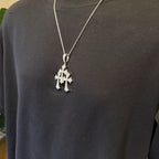 Triple Heart Cross Pendant 14k Gold Plated CZ