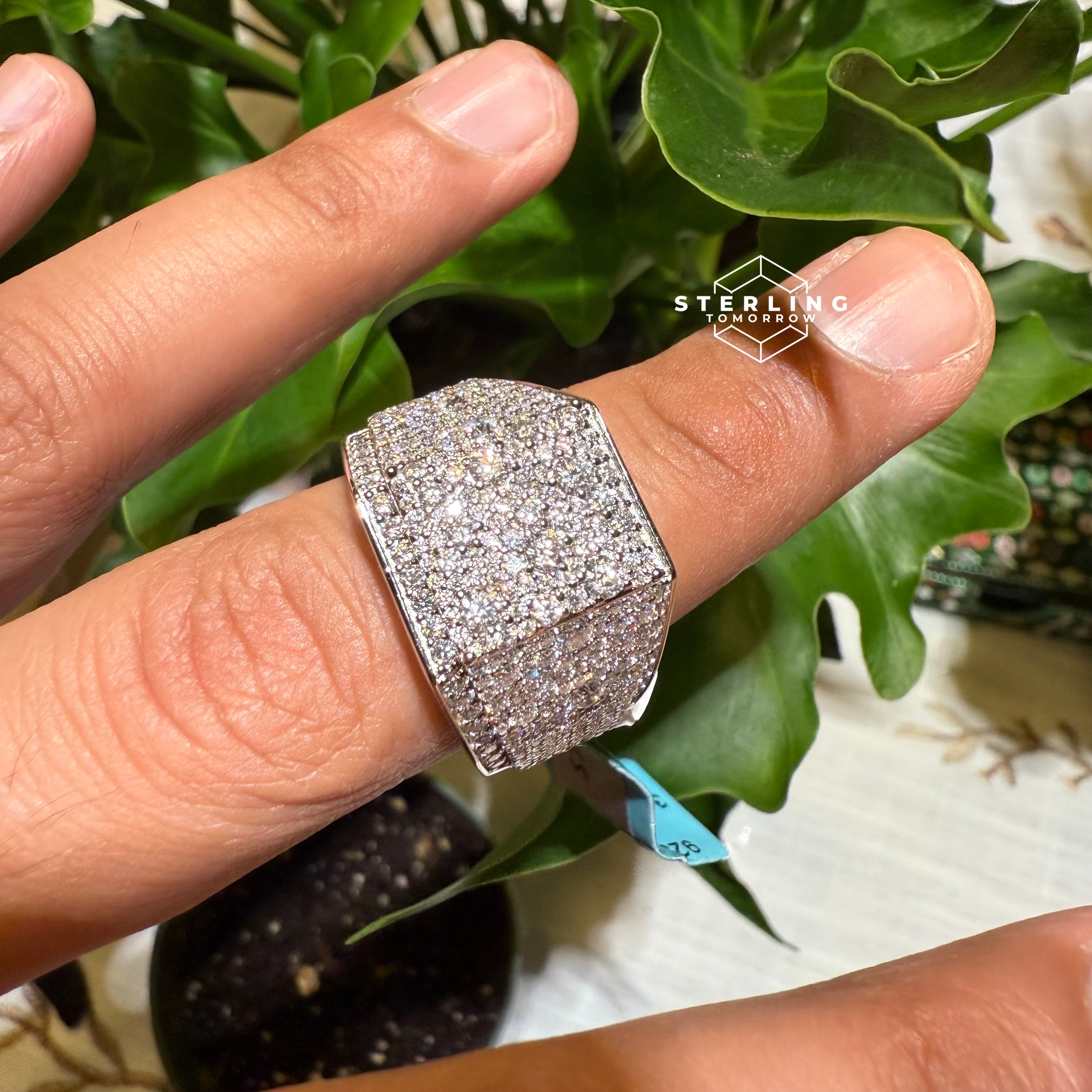 Square Block Moissanite Men's Ring