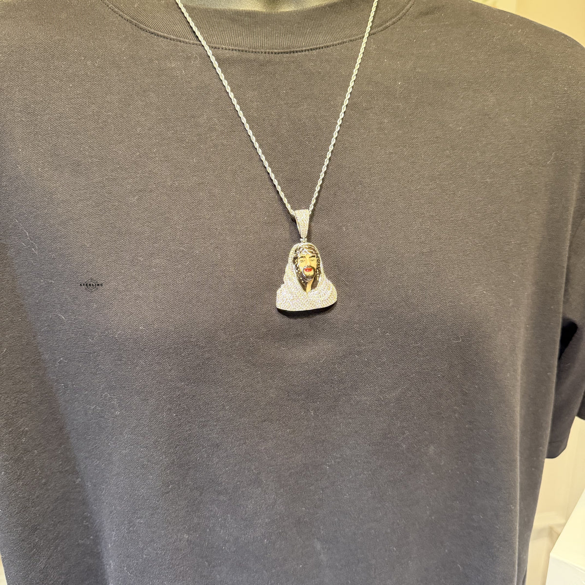 Iced Out Enamel Jesus Pendant + 14k Gold Plated CZ