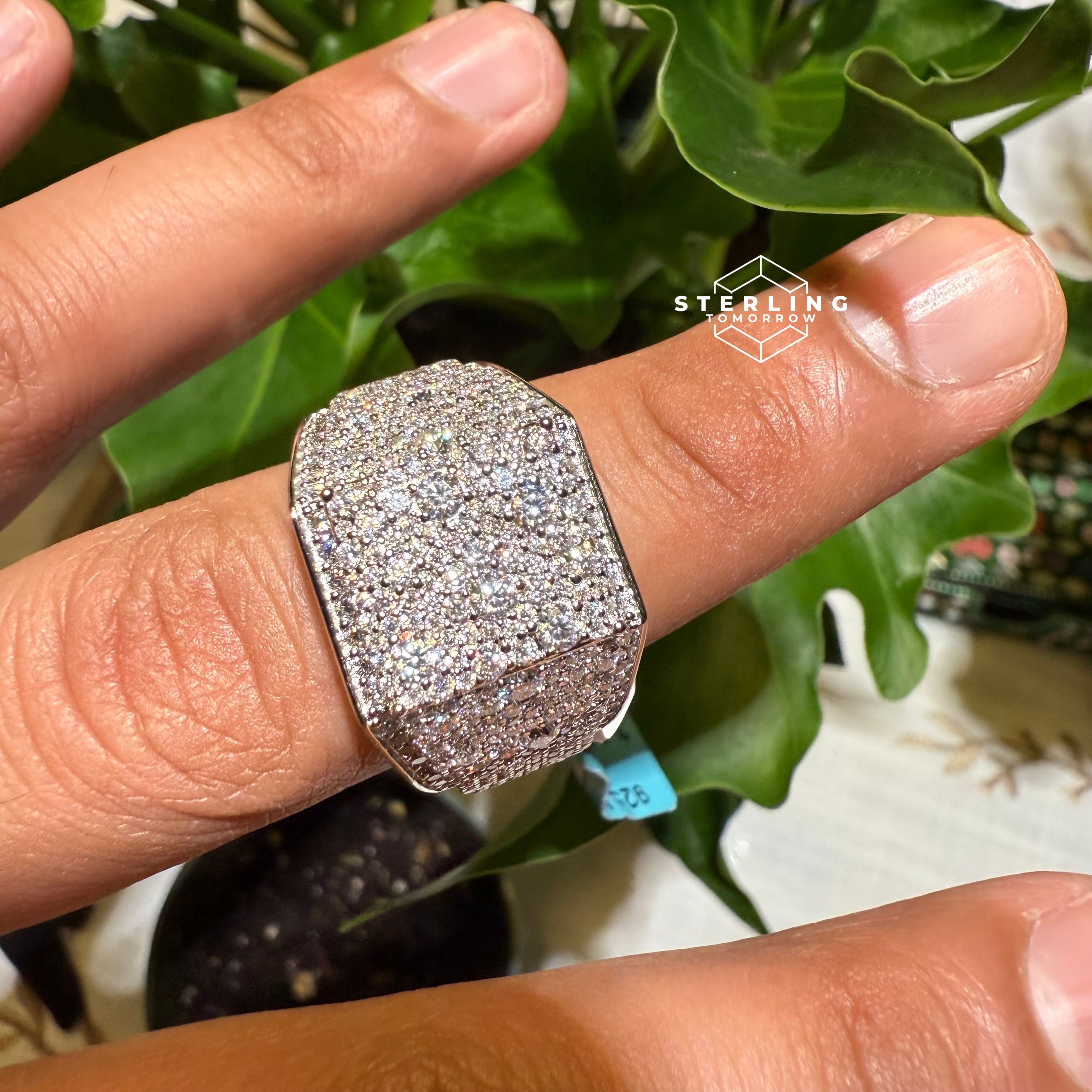 Square Block Moissanite Men's Ring