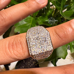 Square Block Moissanite Men's Ring