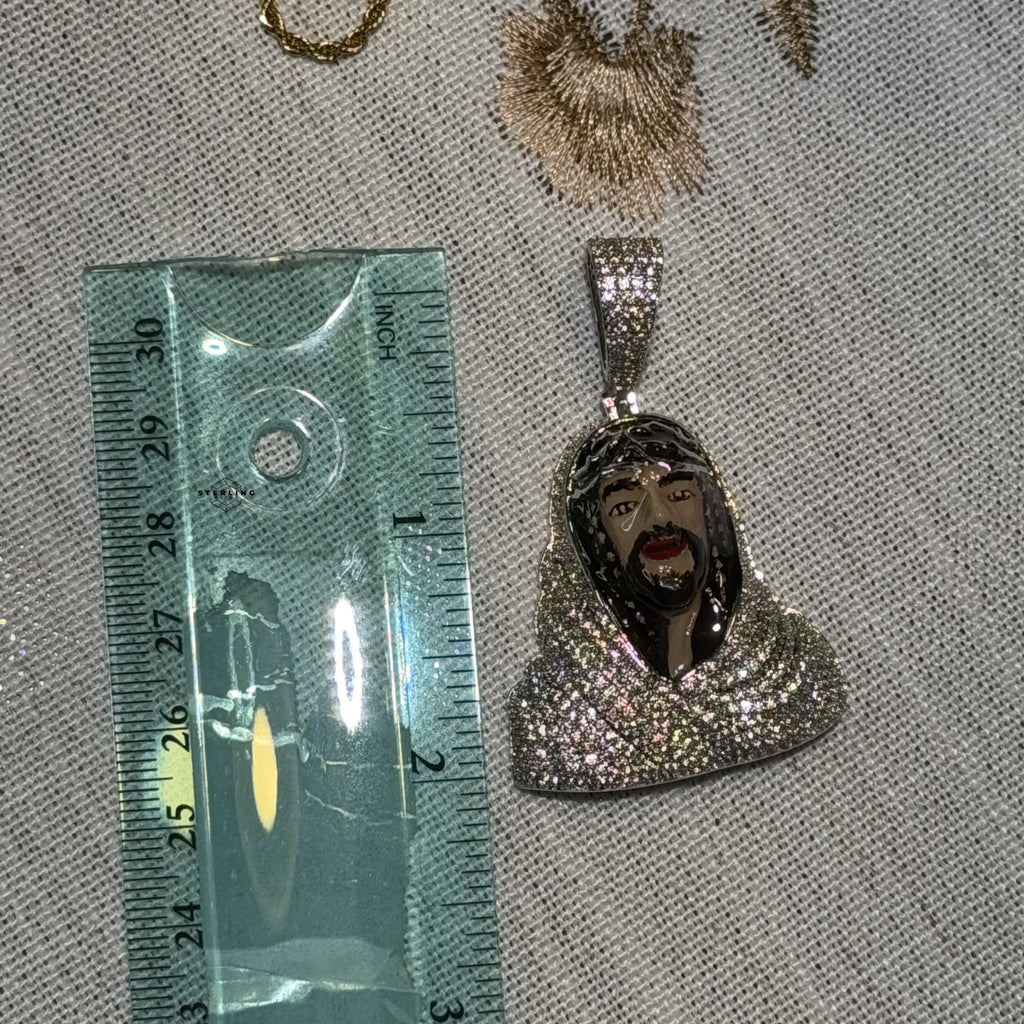 Iced Out Enamel Jesus Pendant + 14k Gold Plated CZ