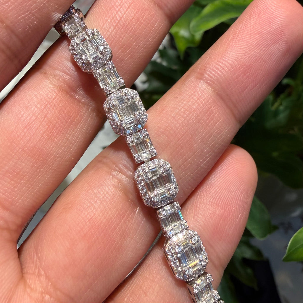 Moissanite Iced Baguette Bracelet 8"