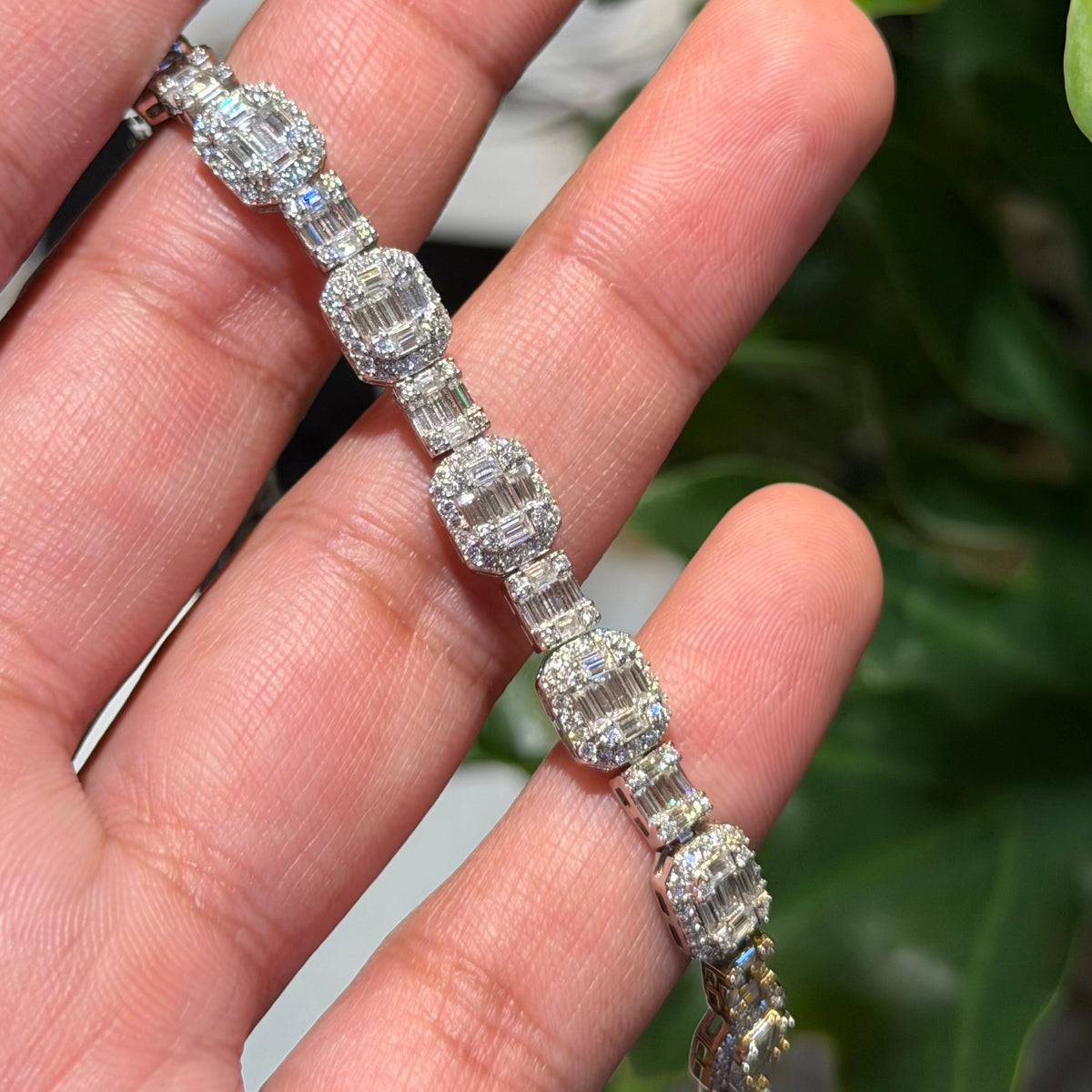 Moissanite Iced Baguette Bracelet 8"