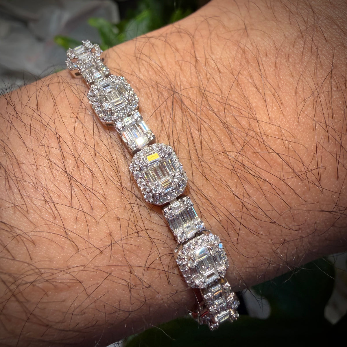 Moissanite Iced Baguette Bracelet 8"