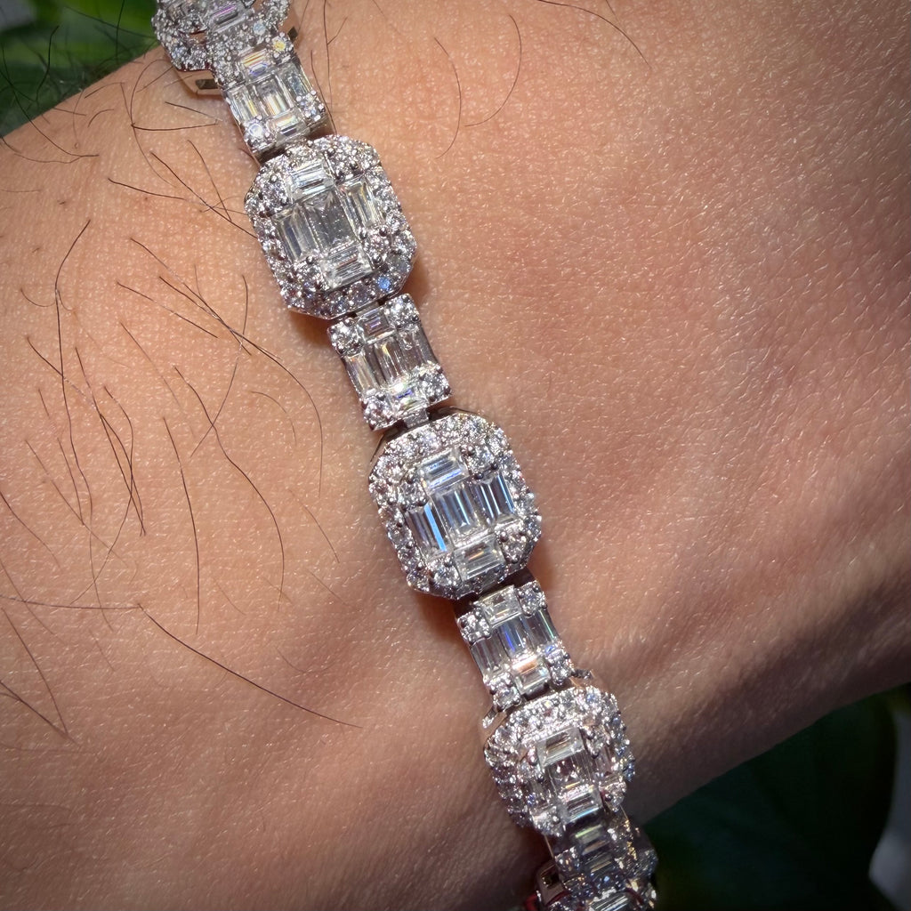 Moissanite Iced Baguette Bracelet 8"