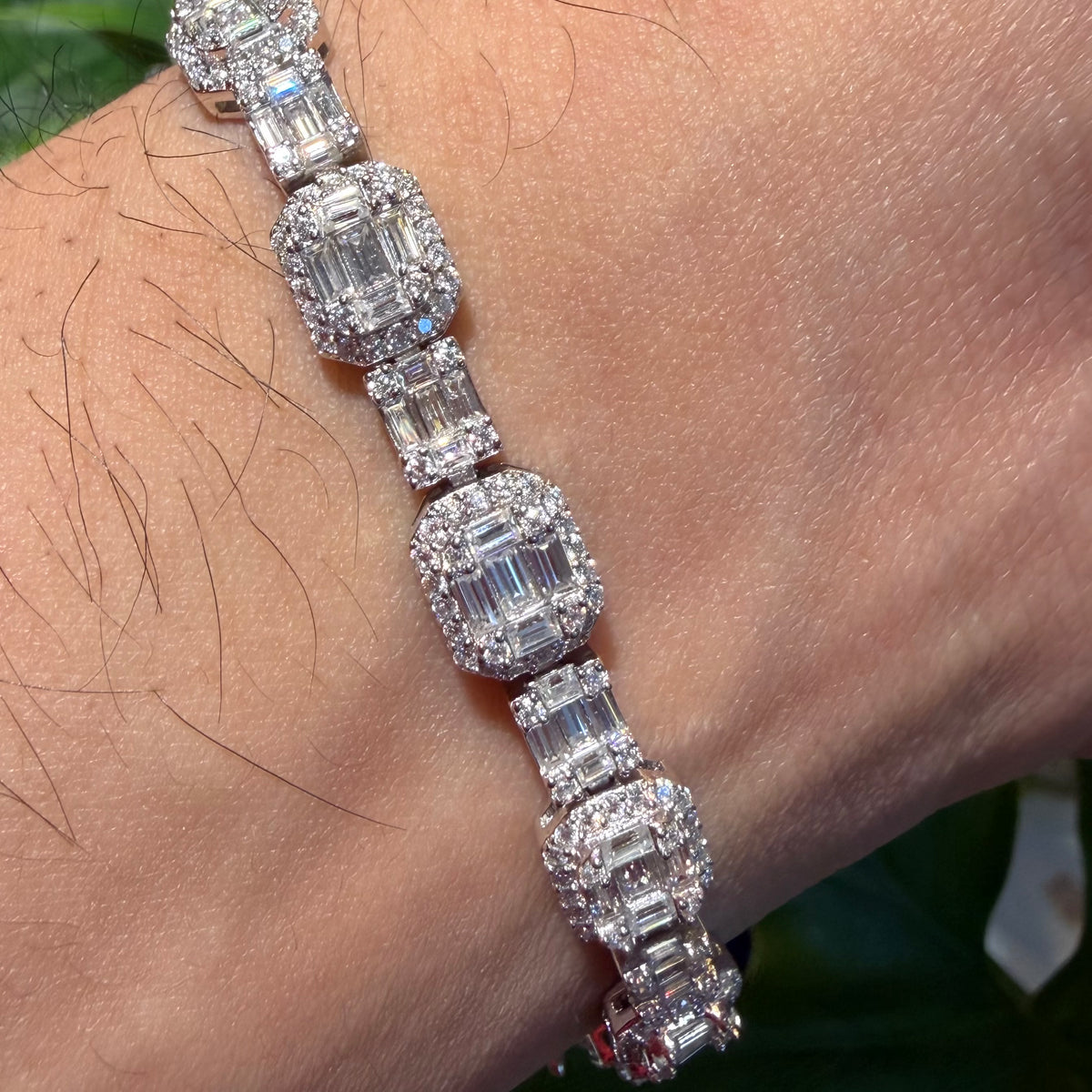 Moissanite Iced Baguette Bracelet 8"