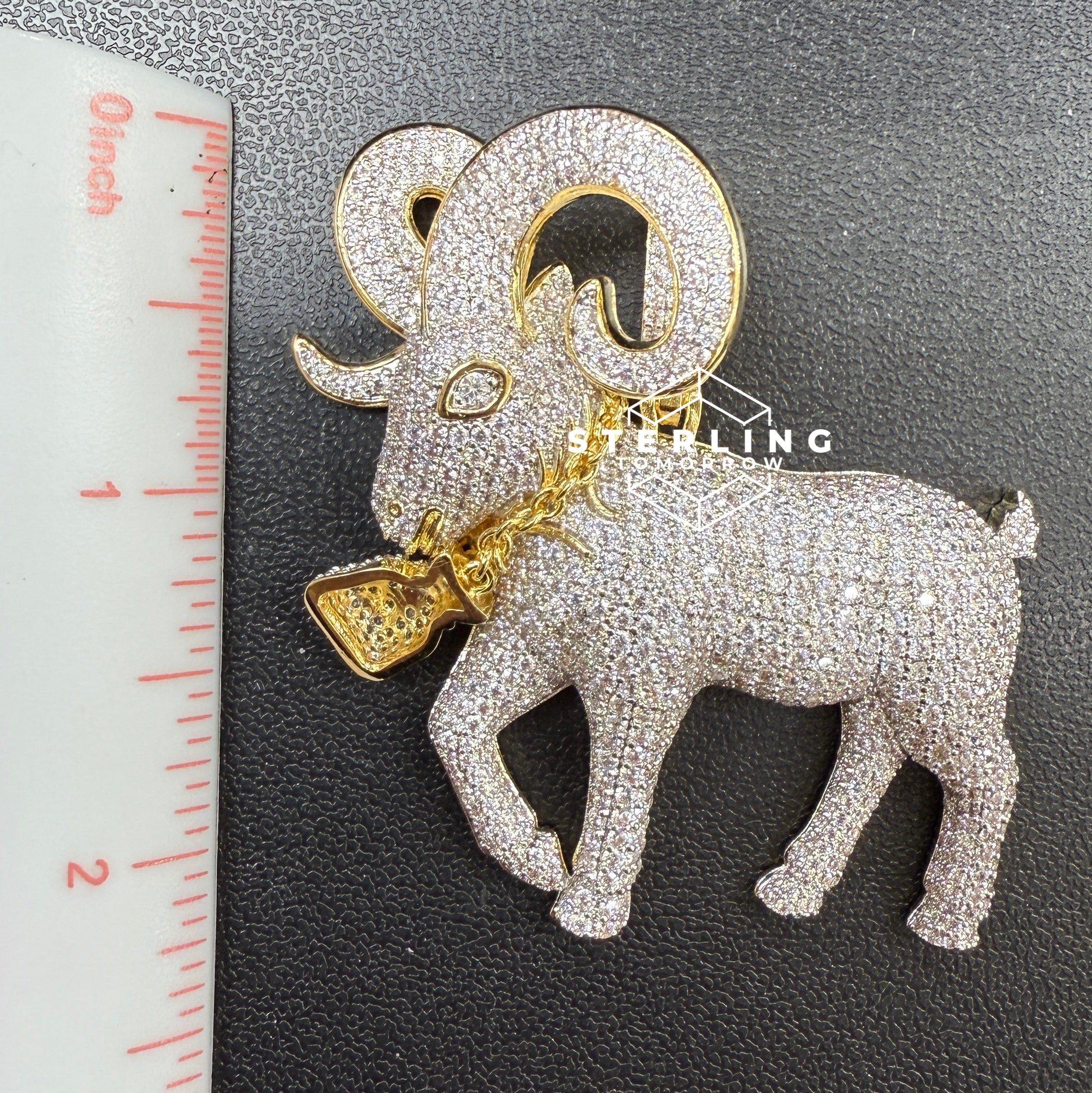 Goat Ram Money Bag Iced Out Bling Pendant