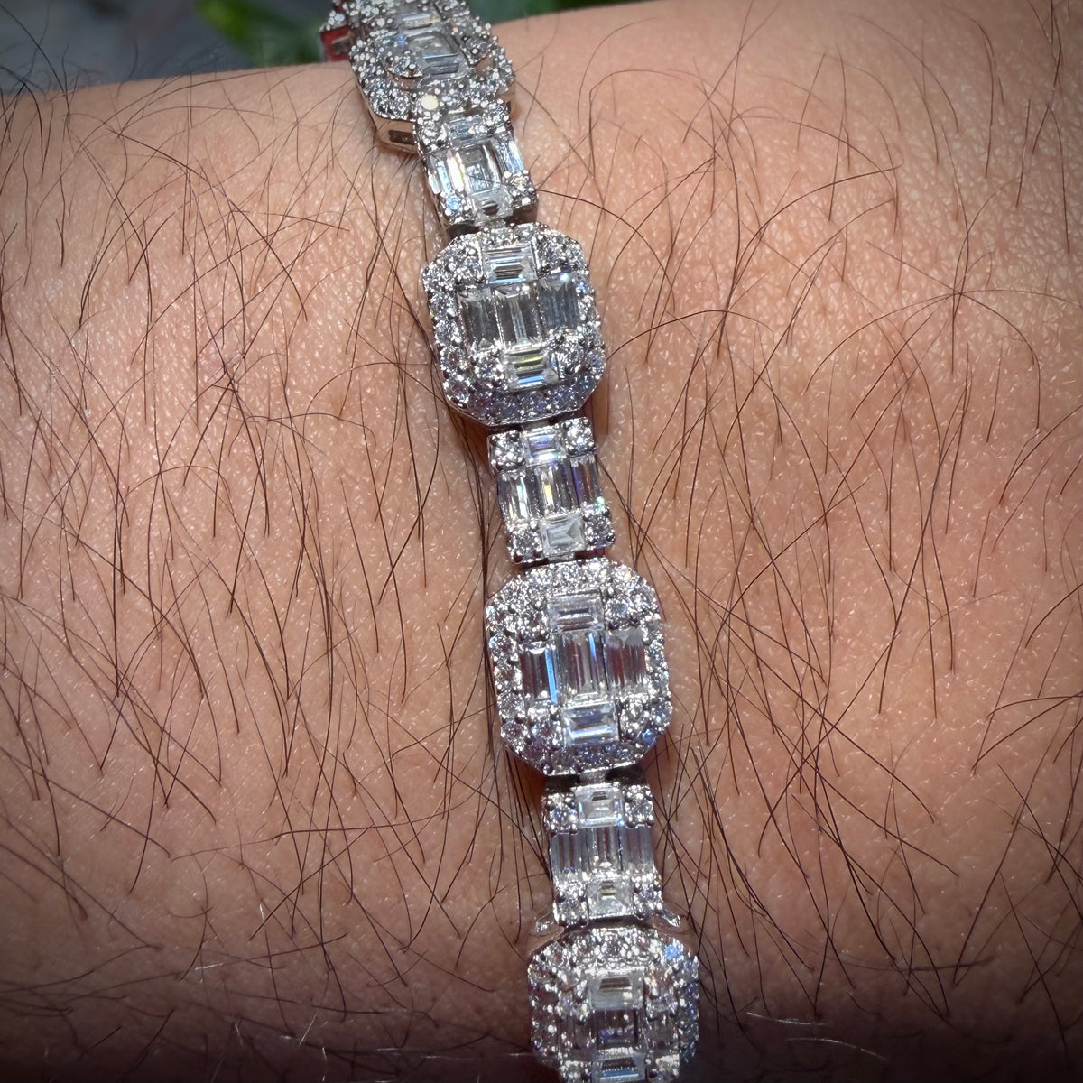 Moissanite Iced Baguette Bracelet 8"