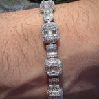 Moissanite Iced Baguette Bracelet 8"