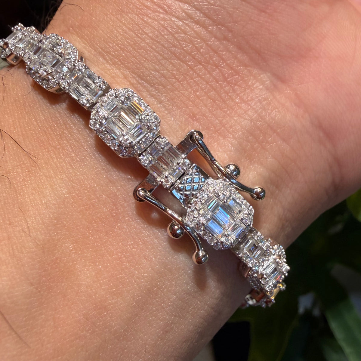 Moissanite Iced Baguette Bracelet 8"