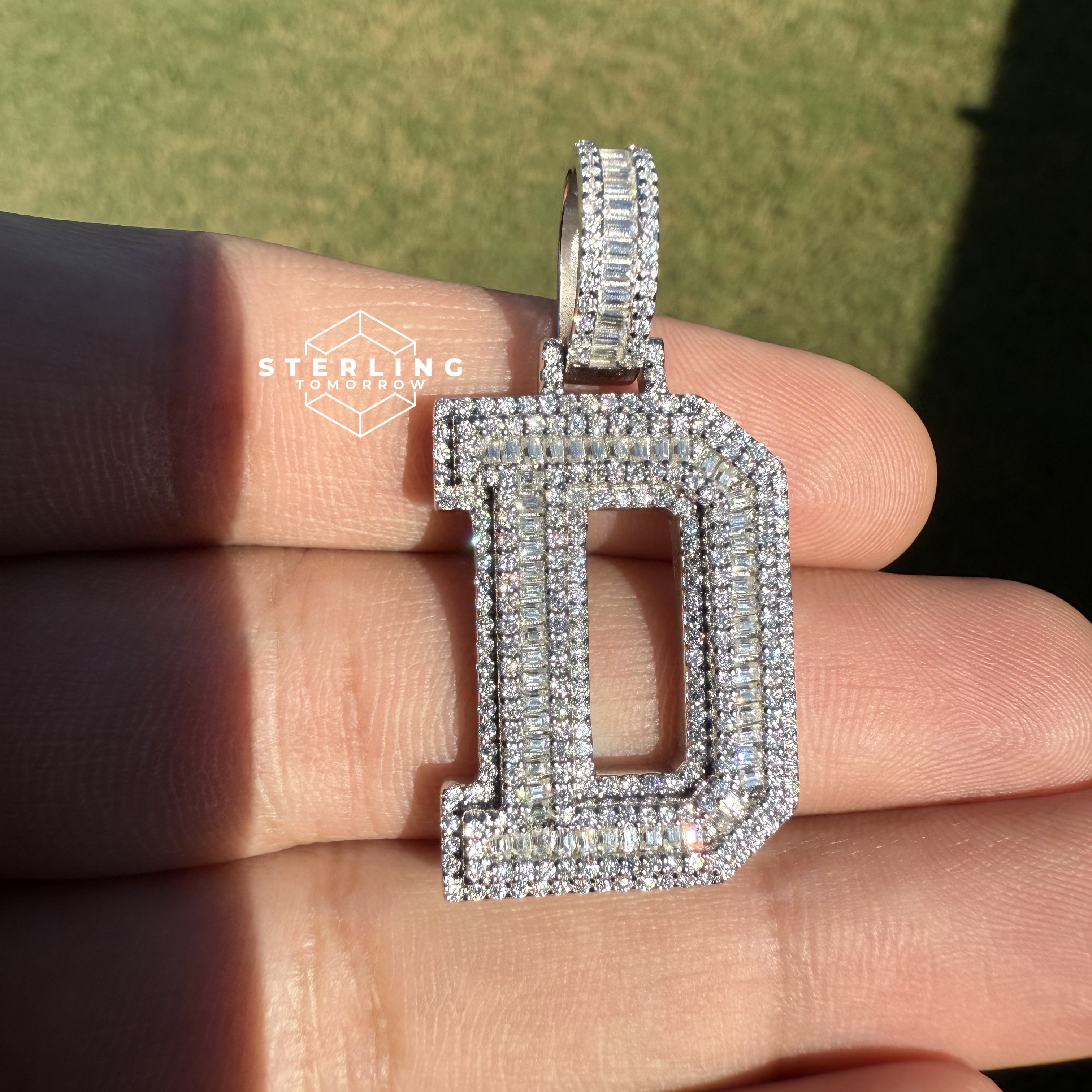 D Letter Moissanite Initial Pendant