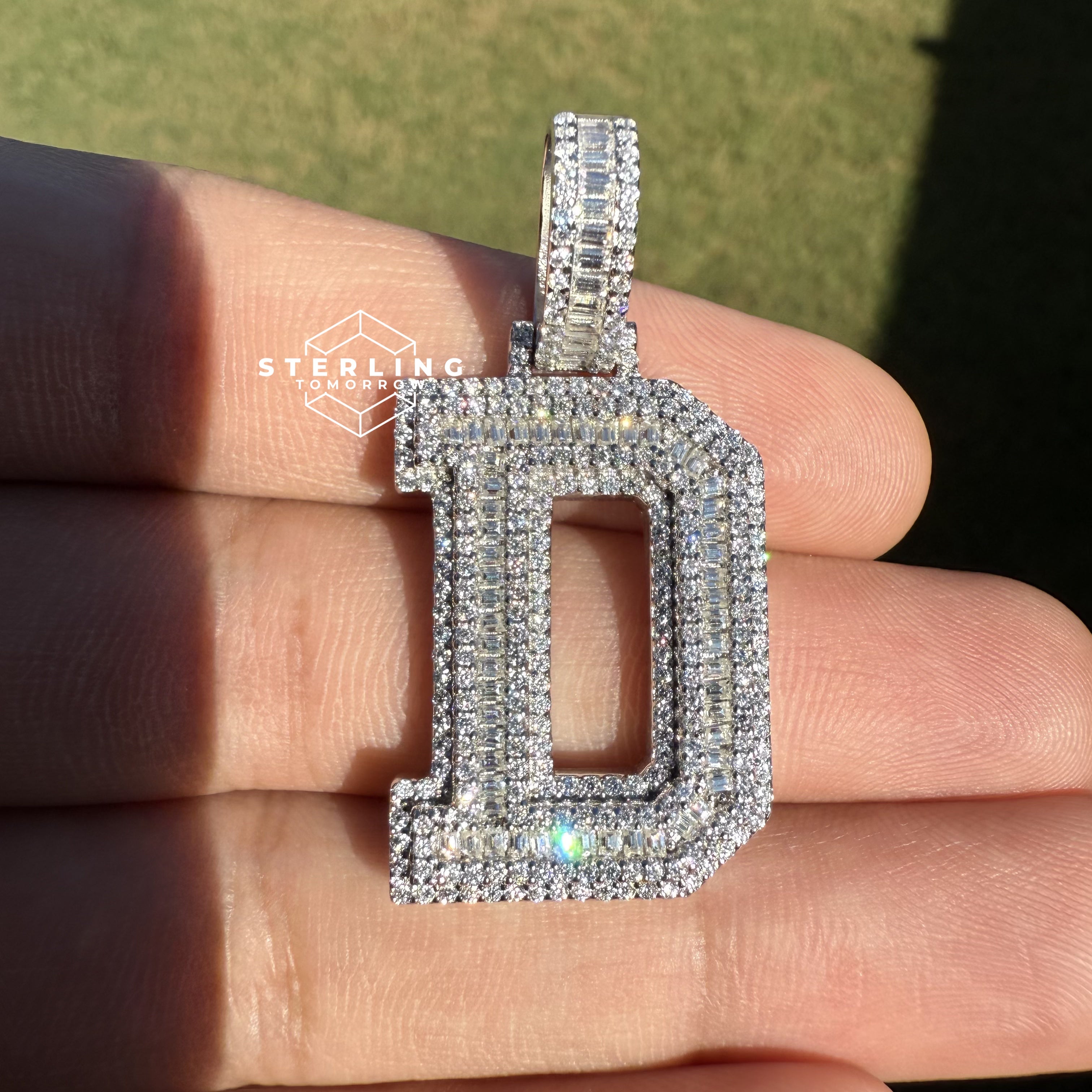D Letter Moissanite Initial Pendant